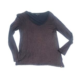 Rock& Republic Metallic glitter Foil long sleeve v-neck blouse women's medium